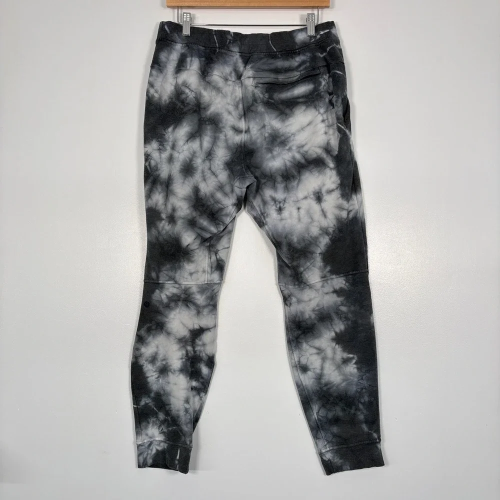 Lululemon Mens City Sweat Jogger Size L Black White Tie Dye French Terry Pants‎